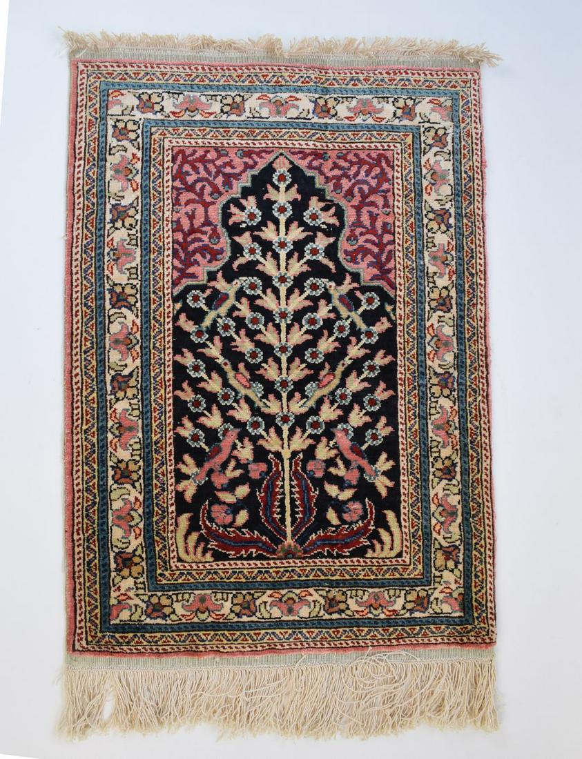 Persian Hereke small Prayer Rug 25 x 15-1/2 inches (1 of 8)