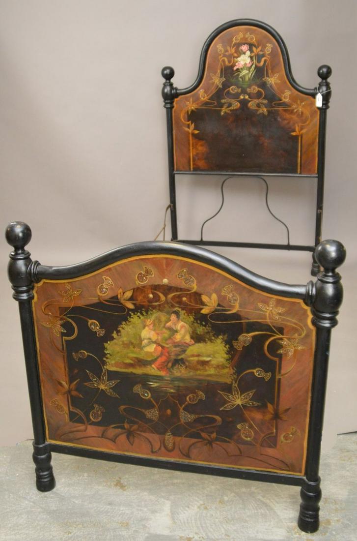 French Tole Bed, Hand painted Floral With Mother of (1 of 6)