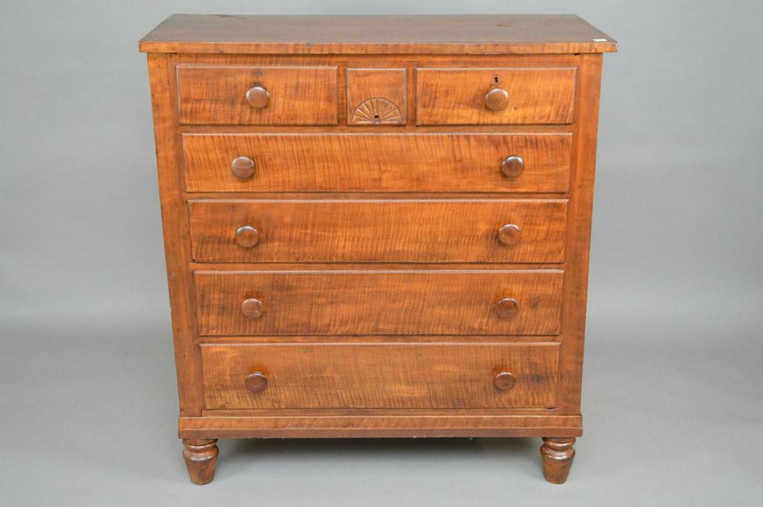 American 7 drawer Tiger/Curly Maple chest, missing pull (1 of 15)