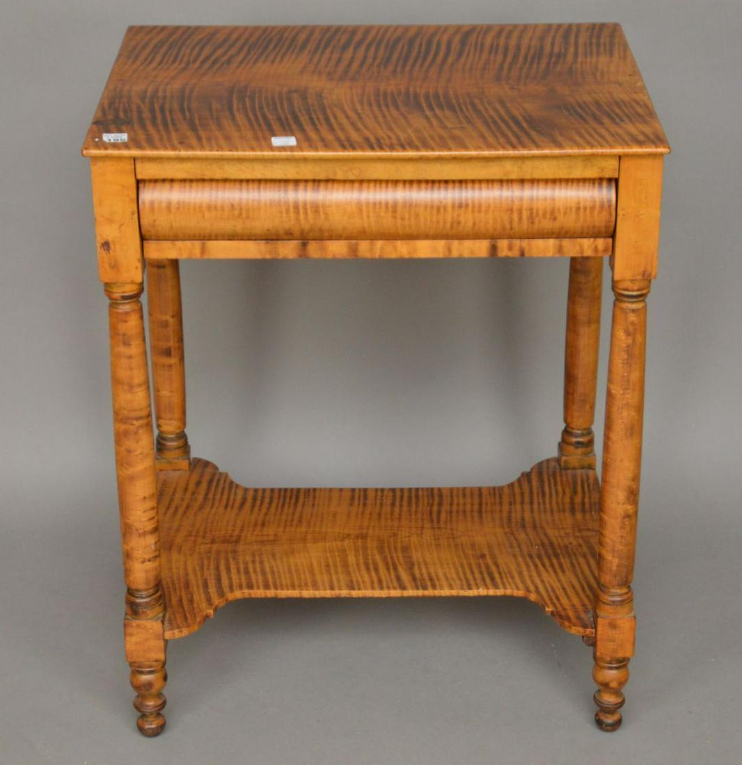 19th c. American Tiger/Curly Maple singe drawer stand (1 of 5)