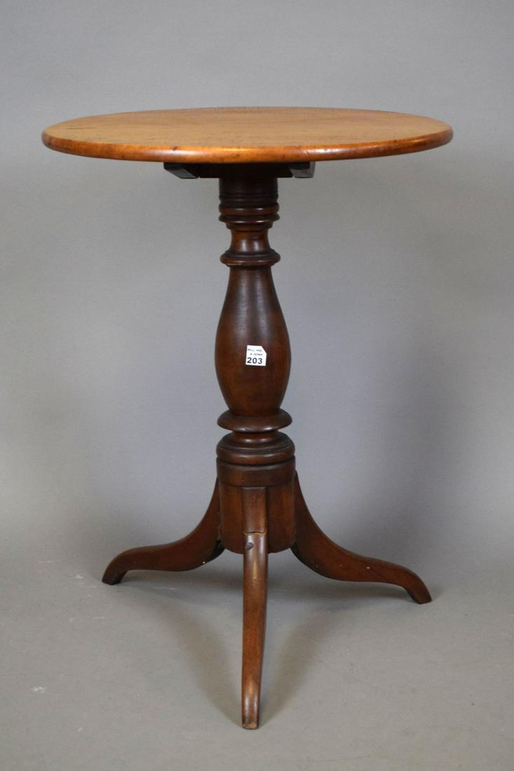 Pine and Cherry 19th c. American tilt top candle stand (1 of 4)