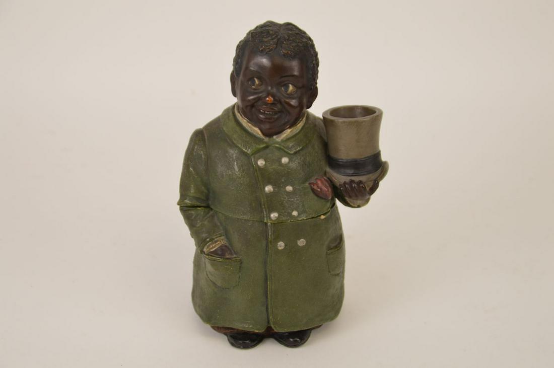 FIGURAL POTTERY TOBACCO JAR / HUMIDOR - Antique painted (1 of 9)