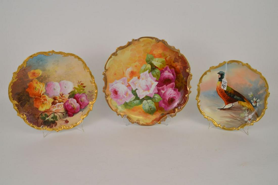THREE LIMOGES FRANCE PORCELAIN DECORATIVE PLATES - (1 of 9)
