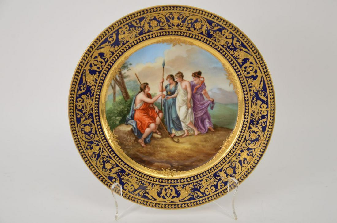 ROYAL VIENNA PORCELAIN PICTORIAL PLATE - Features a (1 of 8)