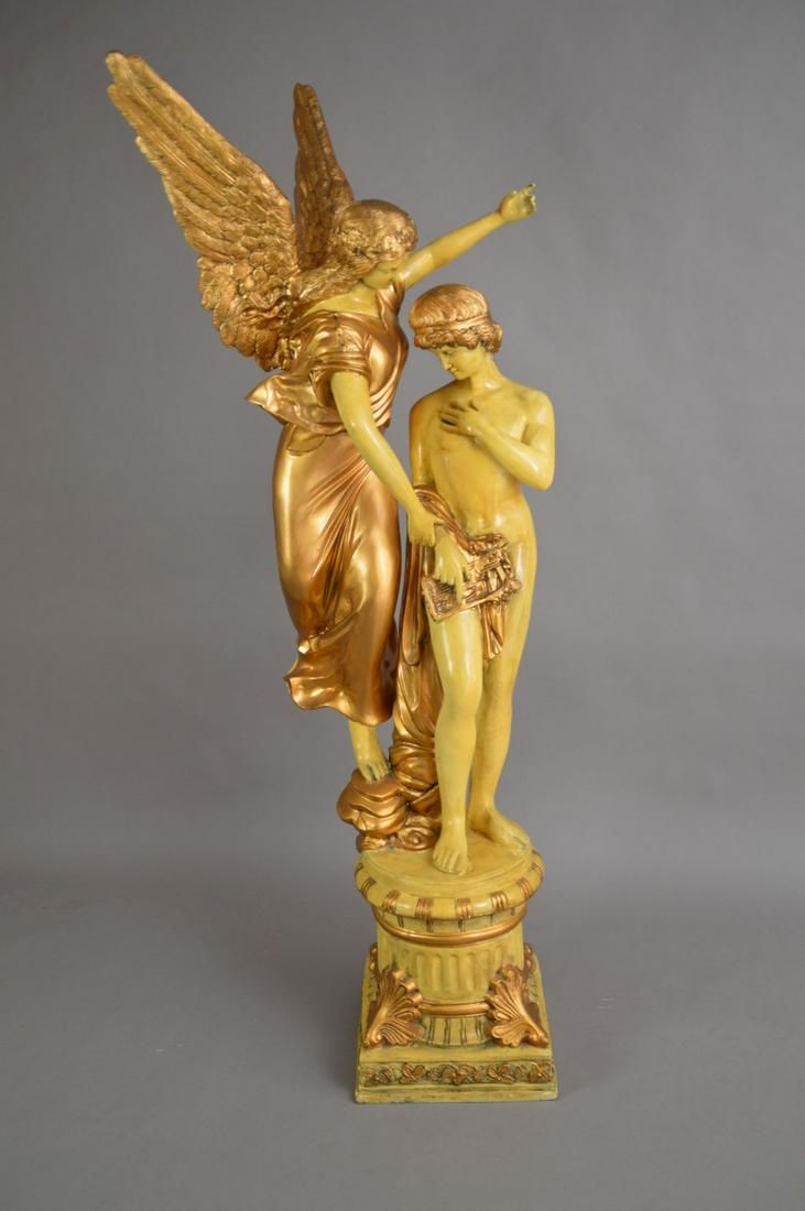 Bronze Sculpture of Angel Grouping painted white and (1 of 6)