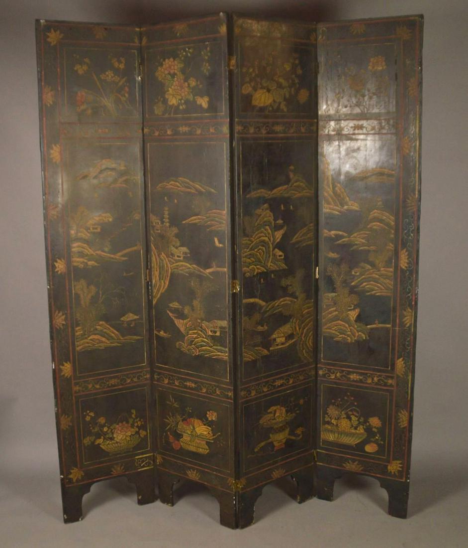 Antique Chinese Coromandel Lacquered Screen (1 of 11)