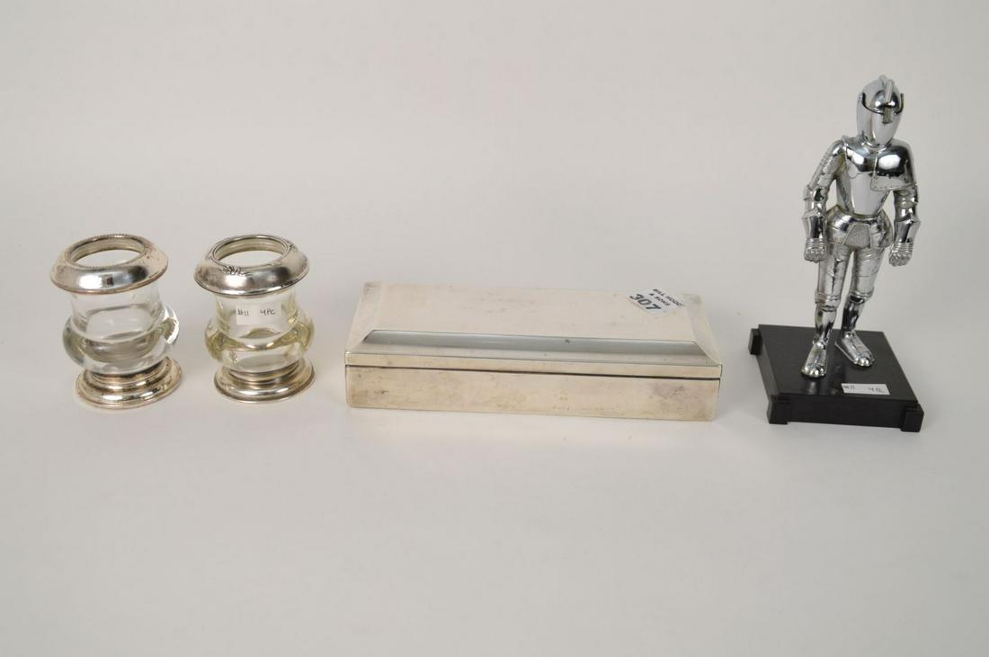 Sterling Cigarette Box, 2 Glass Sterling (1 of 6)