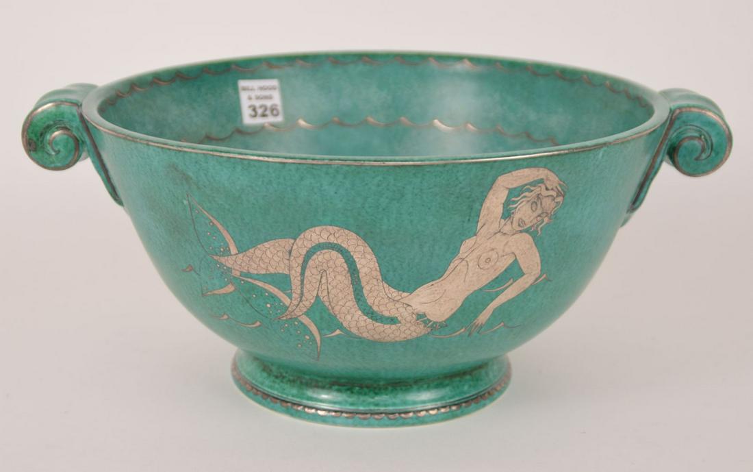 WILHELM KAGE LARGE ‘ARGENTA’ GREEN GLAZED STONEWARE (1 of 11)