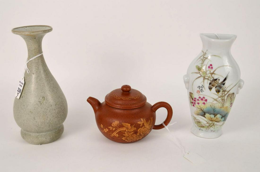 THREE CHINESE POTTERY ARTICLES - Includes (1) a (1 of 7)