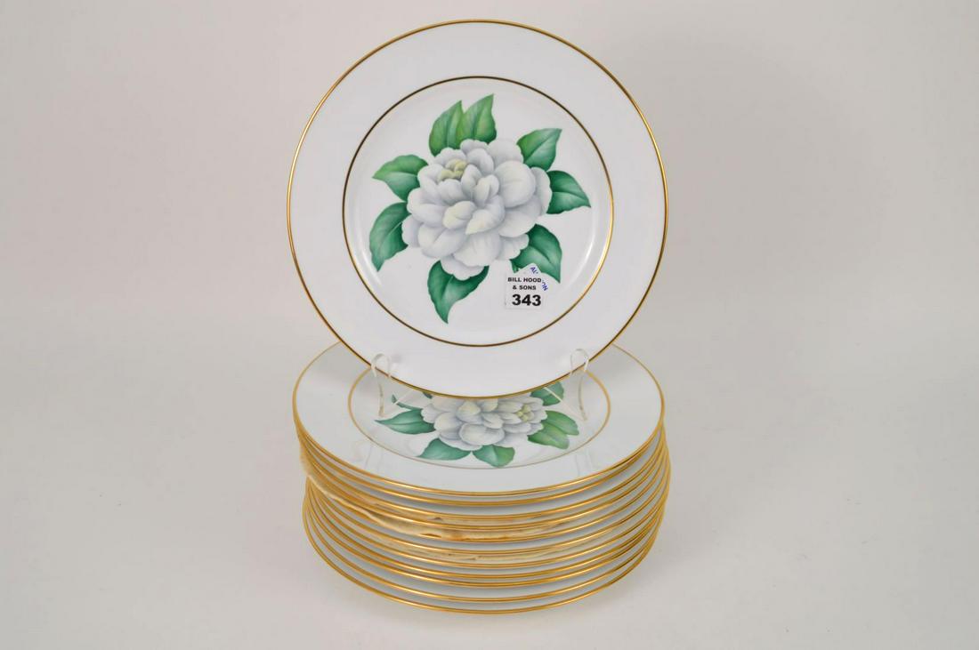 12 Copeland Spode Dinner Plates, White with Flowers, (1 of 5)