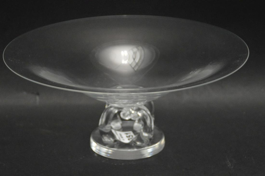 Steuben Glass Pedestal Compote, 4 3/4"h x 10"dia: Steuben Glass Pedestal Compote, 4 3/4"h x 10"dia