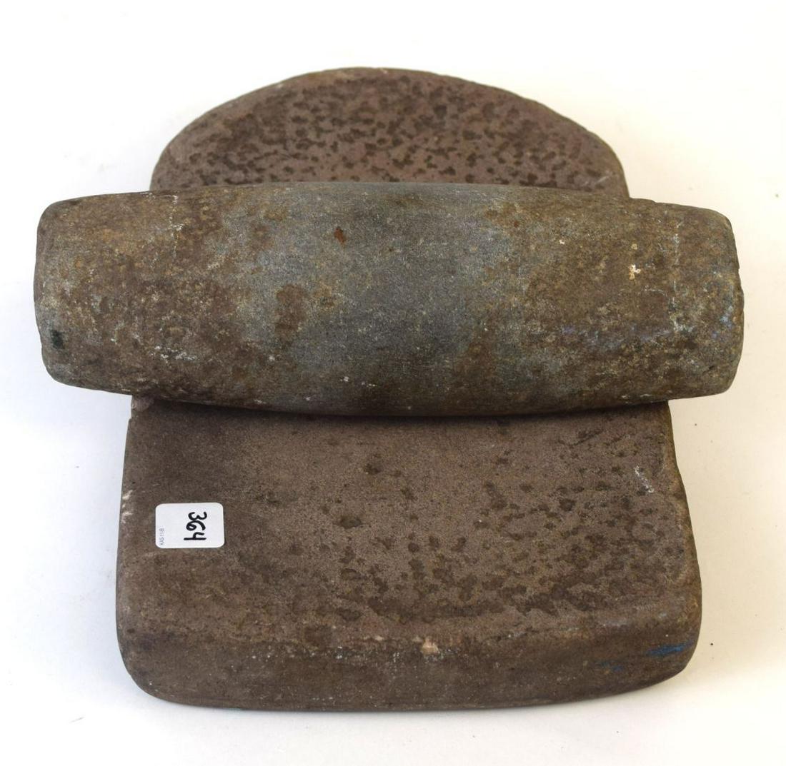 ANCIENT MANO METATE GRINDING STONE & SLAB - Rolling (1 of 2)