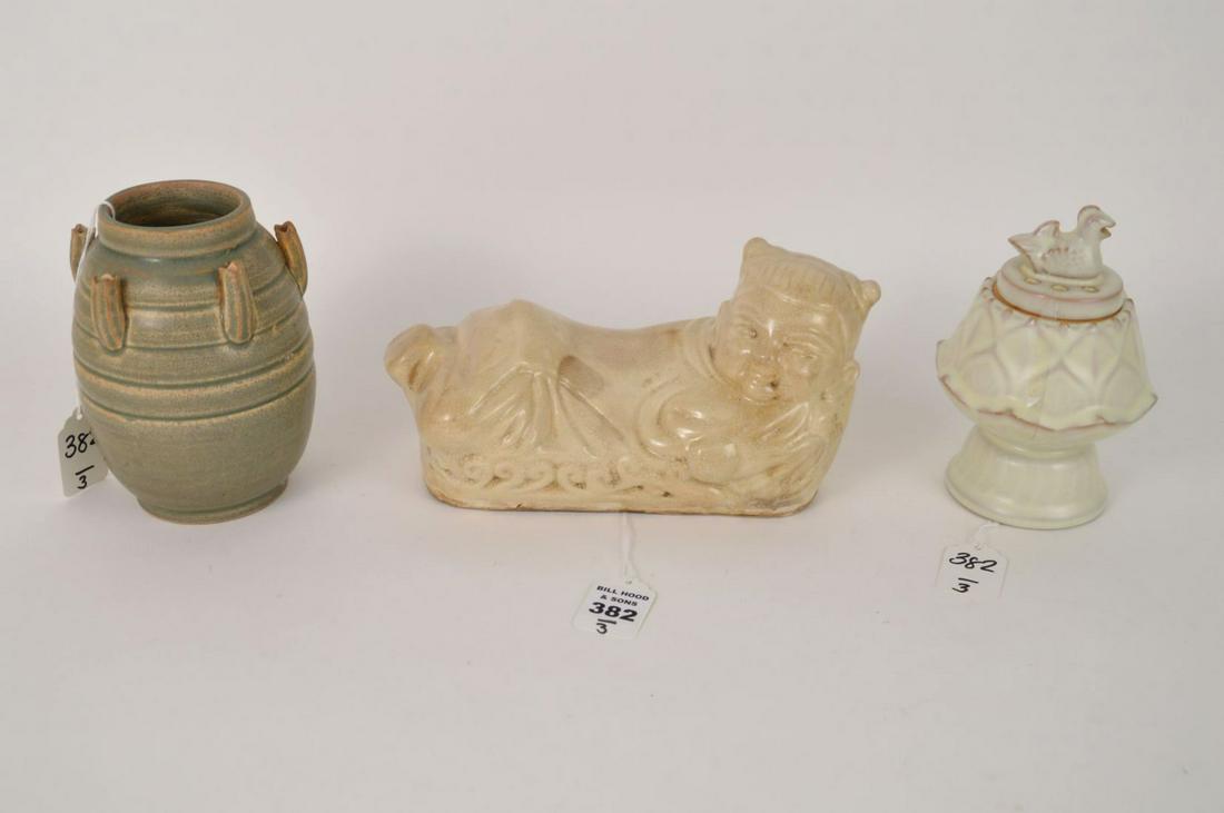 THREE CHINESE GLAZED POTTERY ARTICLES - Includes: (1) (1 of 5)