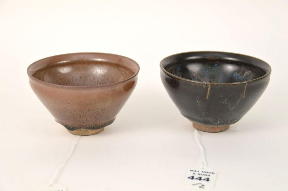 TWO CHINESE GLAZED POTTERY TEA BOWLS - (1) A Hare’s-Fur (1 of 8)