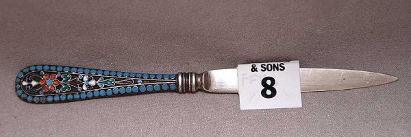 Russian Silver & enamel letter opener. Moscow.1880-1