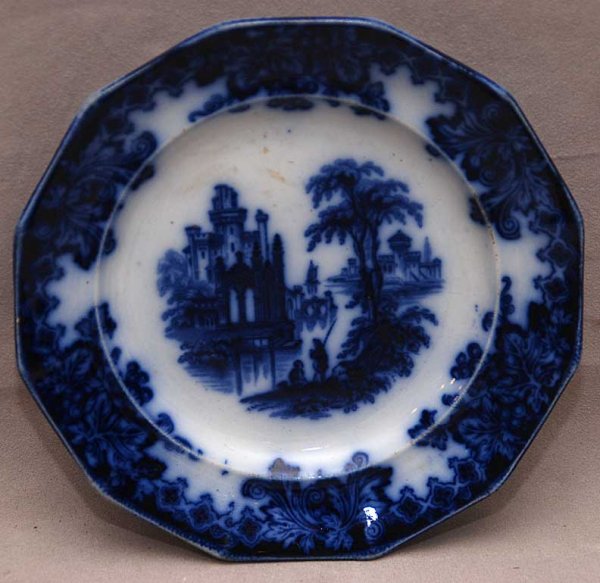 Flo-blue plate, Coburg J.E, 9 1/4": Flo-blue plate, Coburg J.E, 9 1/4"