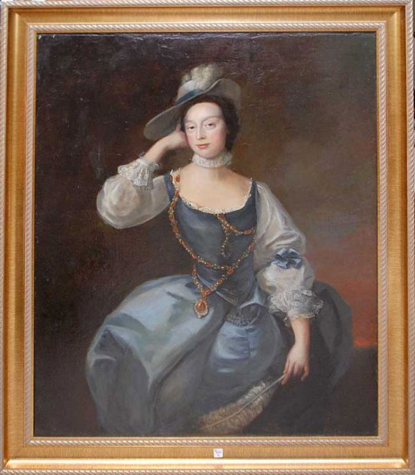 Atrrib: Thomas Hudson (BRITISH, 1701-1779) 18th C: Atrrib: Thomas Hudson (BRITISH, 1701-1779) 18th Century English School "Seated Lady" Oil on Canvas 50" x 40"