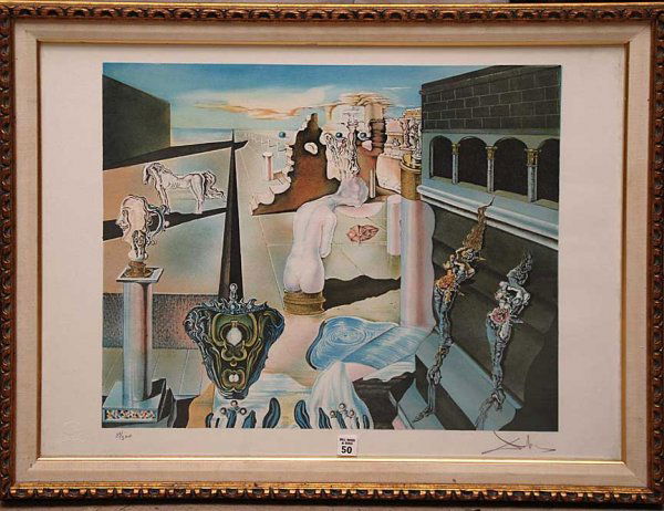 Salvador Dalí (SPANISH, 1904-1989) Colored Lithogra: Salvador Dalí (SPANISH, 1904-1989) Colored Lithograph, Surrealistic view, pencil signed and numbered 39/300 , 19"x23"