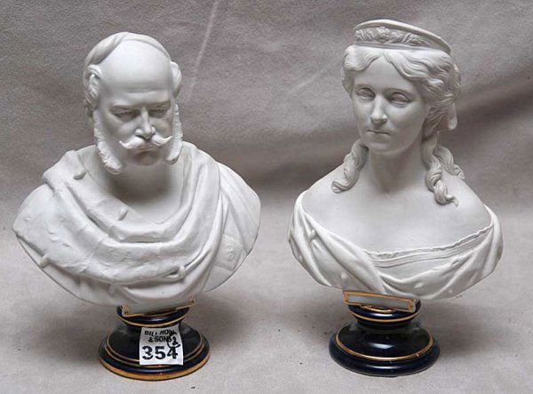 Pair of KPM bisque figures on attached porcelain s: Pair of KPM bisque figures on attached porcelain stands, 7 1/2"h x 6"L
