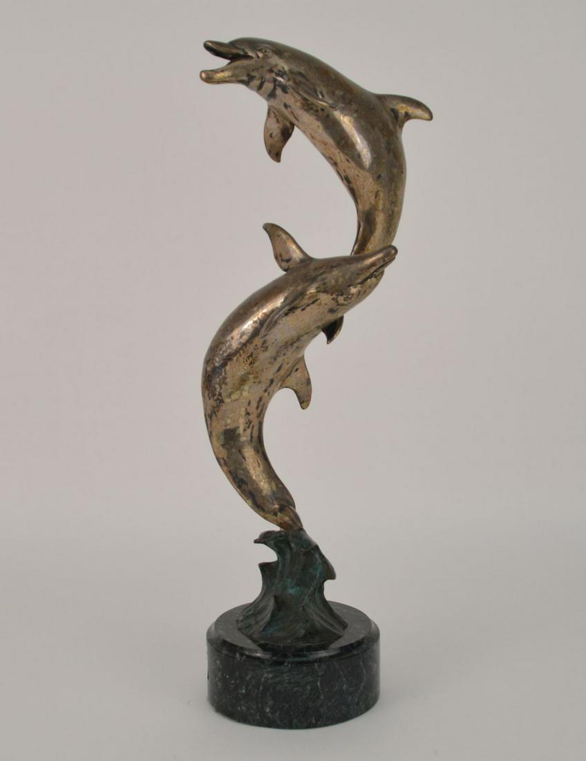 DAVID H. TURNER BRONZE SCULPTURE "Silver Dolphin Duet" (1 of 9)