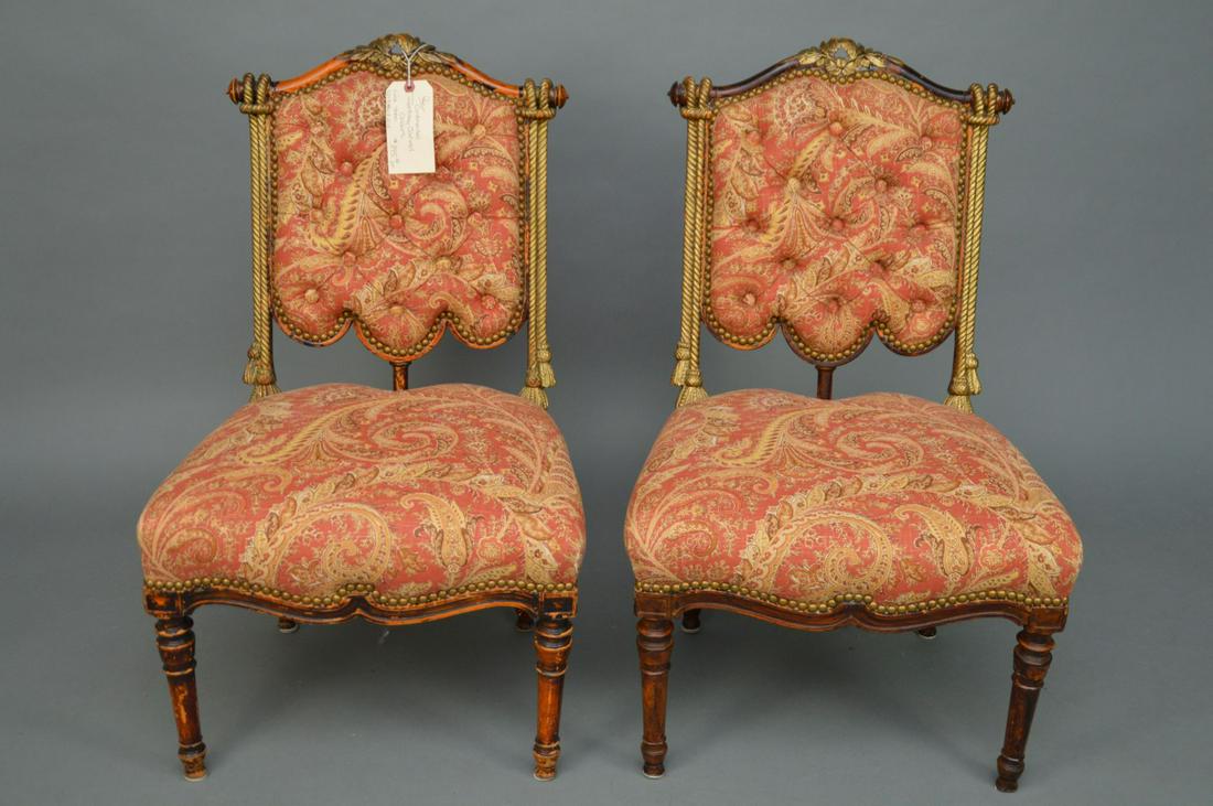 Pair Diminutive Continental Fantasy Carved Chairs, (1 of 4)