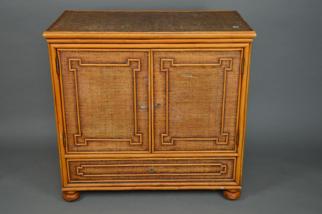 Vintage Rattan Cabinet with Single Drawer at Base, (1 of 8)