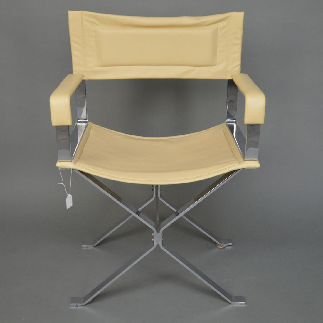 Alesandre Albrizzi beige leather and chrome desk chair (1 of 6)
