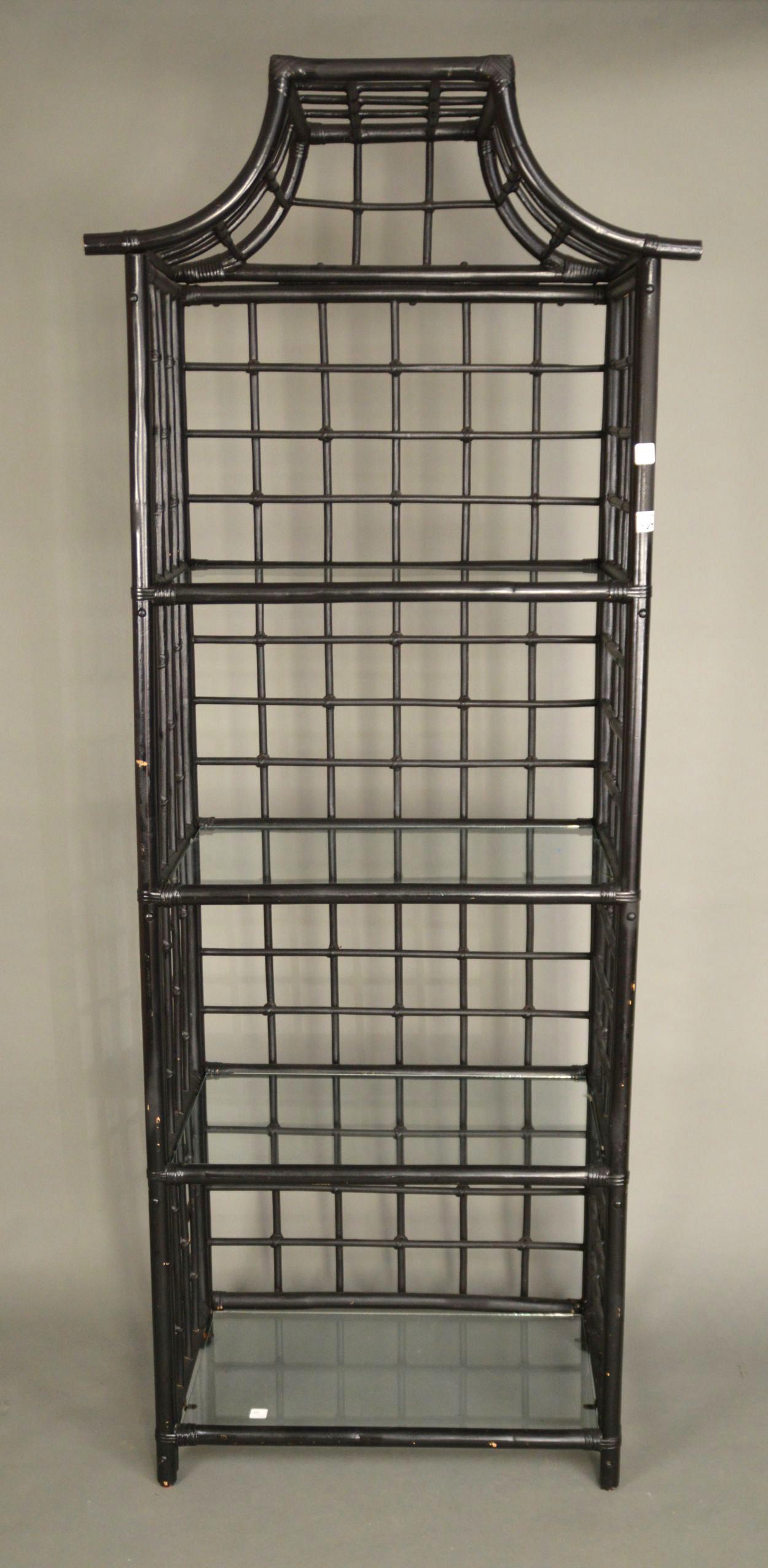 Black Rattan Shelving Unit, 78"h x 27"w x 17"d (1 of 5)