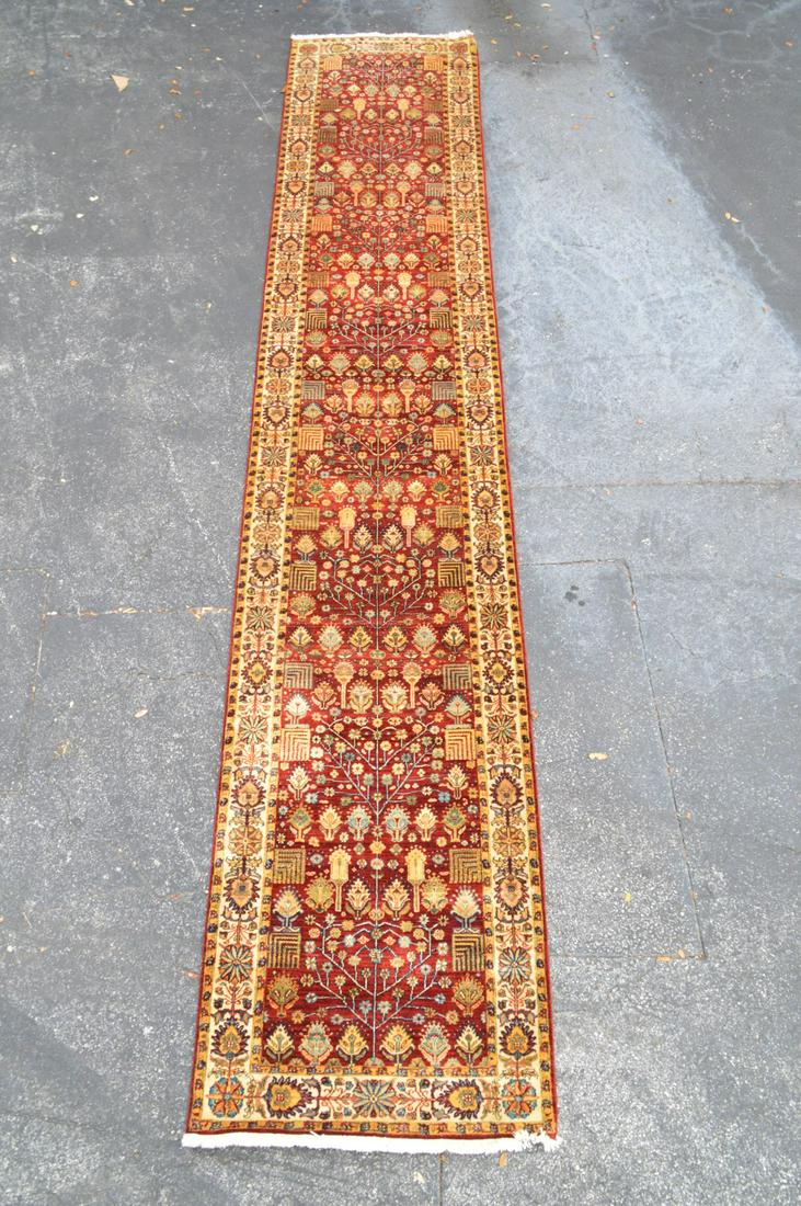 Oriental long Runner Rug / Carpet garnet & gold. 3 x 16 (1 of 4)