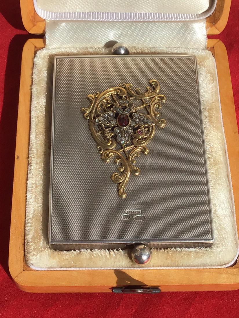 Russian antique silver diamond mechanical counting box, (1 of 6)