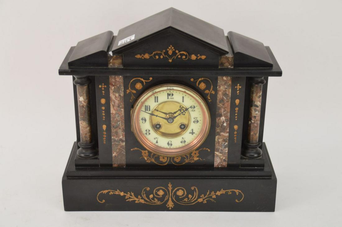 American Mantle Clock, Porcelain Face and Marble Base, (1 of 6)