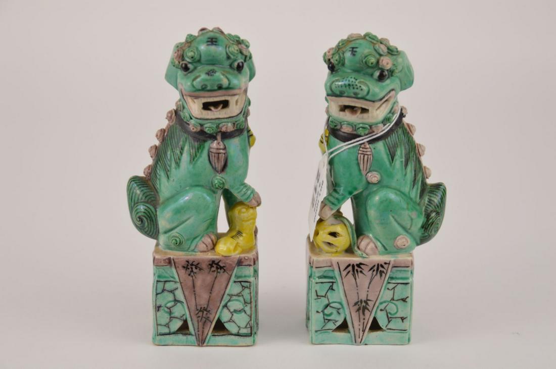 Pair of Chinese Seated Foo Dogs, 6 1/2"h (1 of 7)