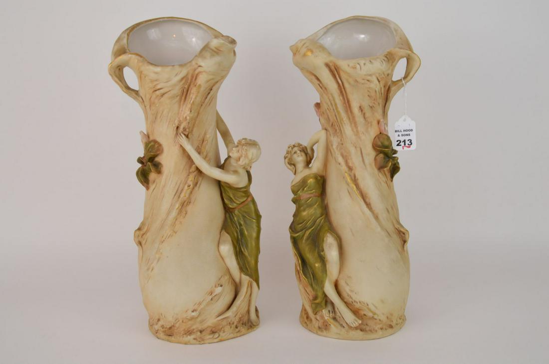 Pair of Royal Dux Figural Vases, 14"h (1 of 10)