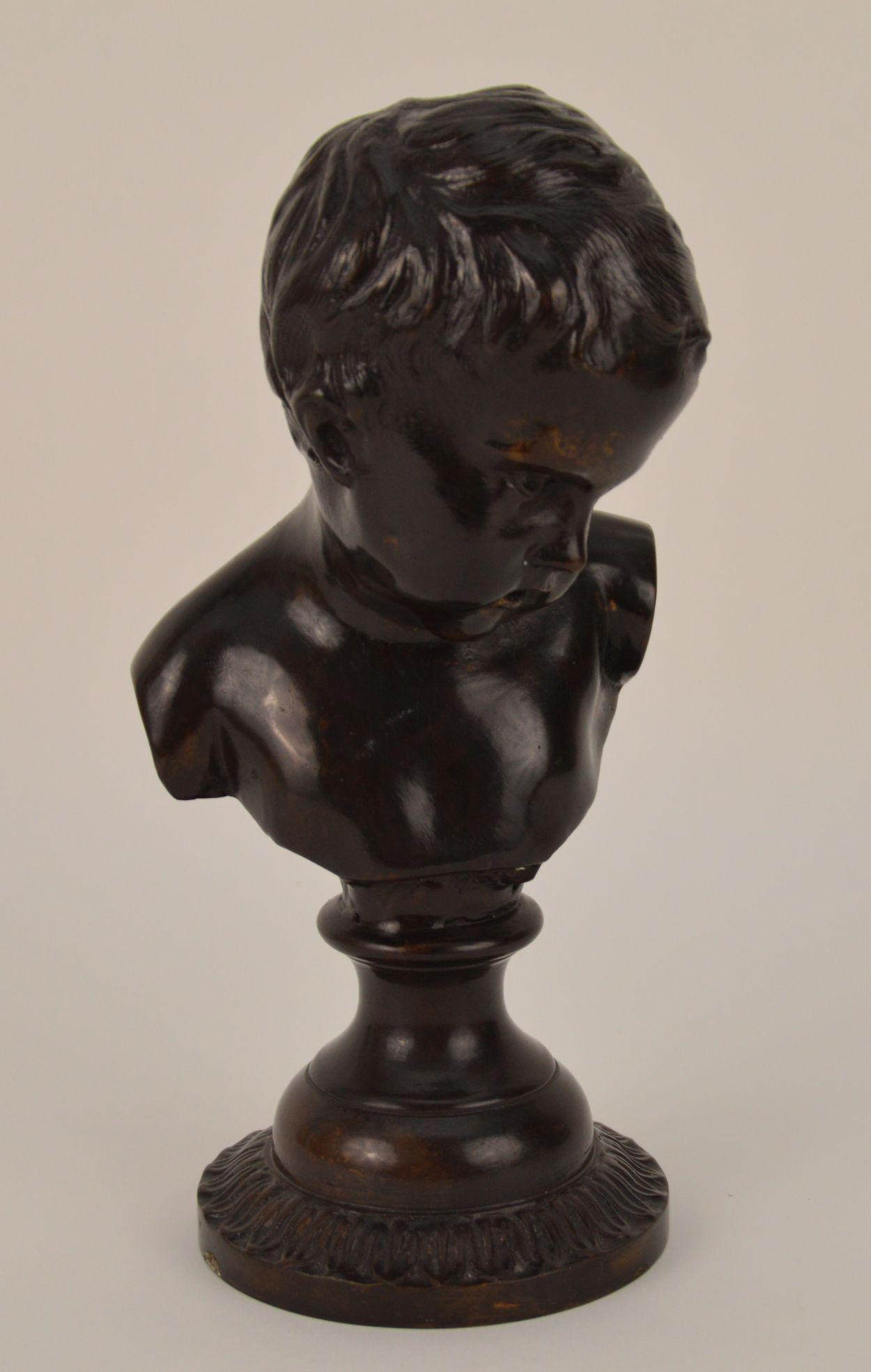 MAITLAND SMITH BRONZE BUST OF A CHILD. Condition: no: MAITLAND SMITH BRONZE BUST OF A CHILD. Condition: no damage identified. Still retains paper label. Height 10 3/4"