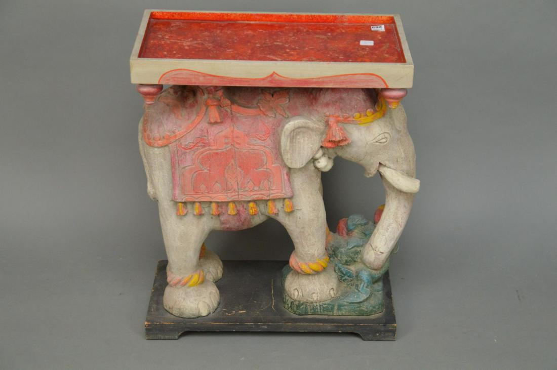 Elephant Wood & Painted Stand With Removable Tray, 24"h (1 of 6)