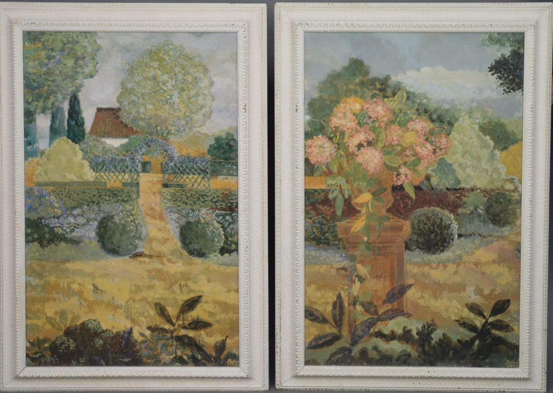 Pair of Garden Scenes by Isabelle De Borchgrave (1 of 6)