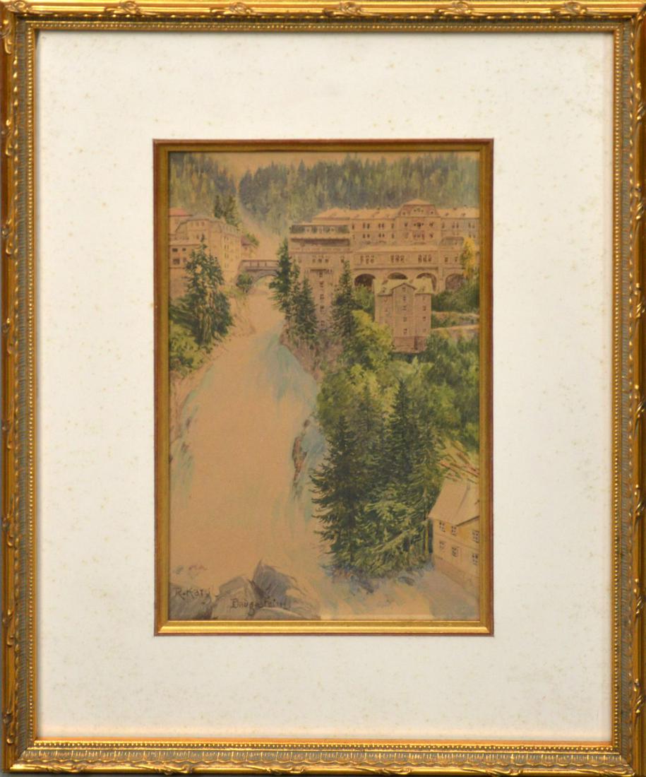 Rudolf Kargl (Austrian, 1878–1942) Watercolor Mountain (1 of 5)