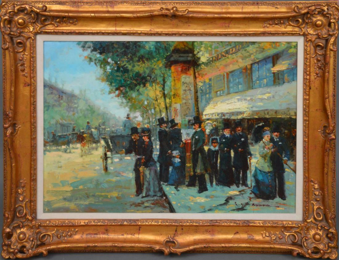 Large Decorative French Street Scene, oil on canvas, 24 (1 of 5)