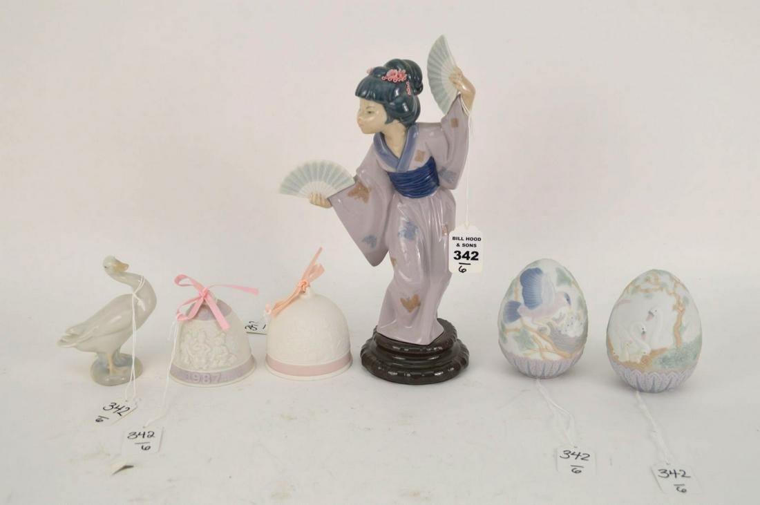 SIX ASSORTED LLARDO PORCELAIN FIGURES EGGS & BELLS - (1 of 5)