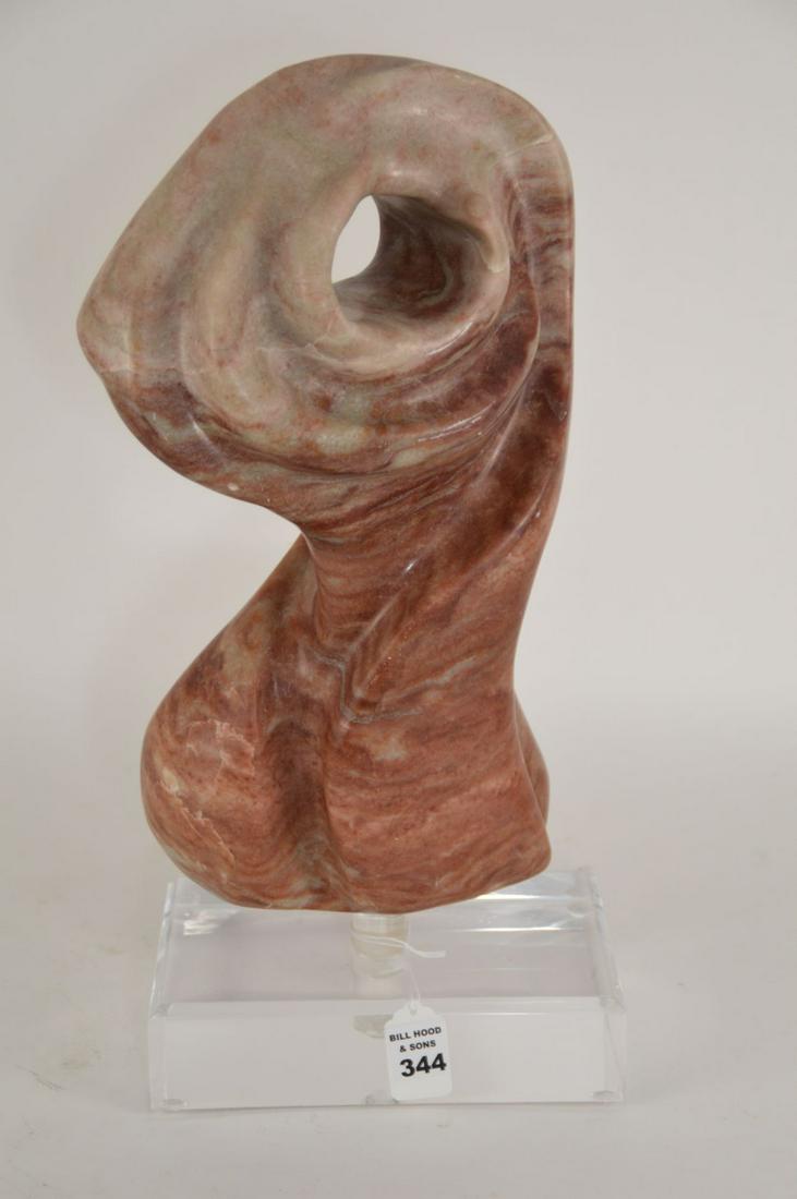 PINK SOAPSTONE MODERNIST SCULPTURE - Abstract form (1 of 4)