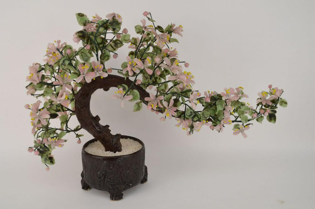 Asian Jade/Hardstone Tree in metal planter.  28 long x (1 of 8)
