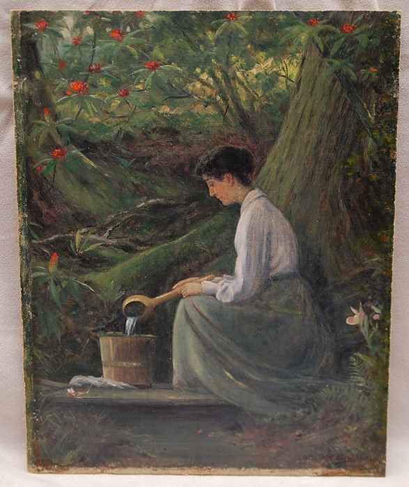 American School oil on canvas laid on board, After: American School oil on canvas laid on board, After George Newall Bowers bears signature lower right.