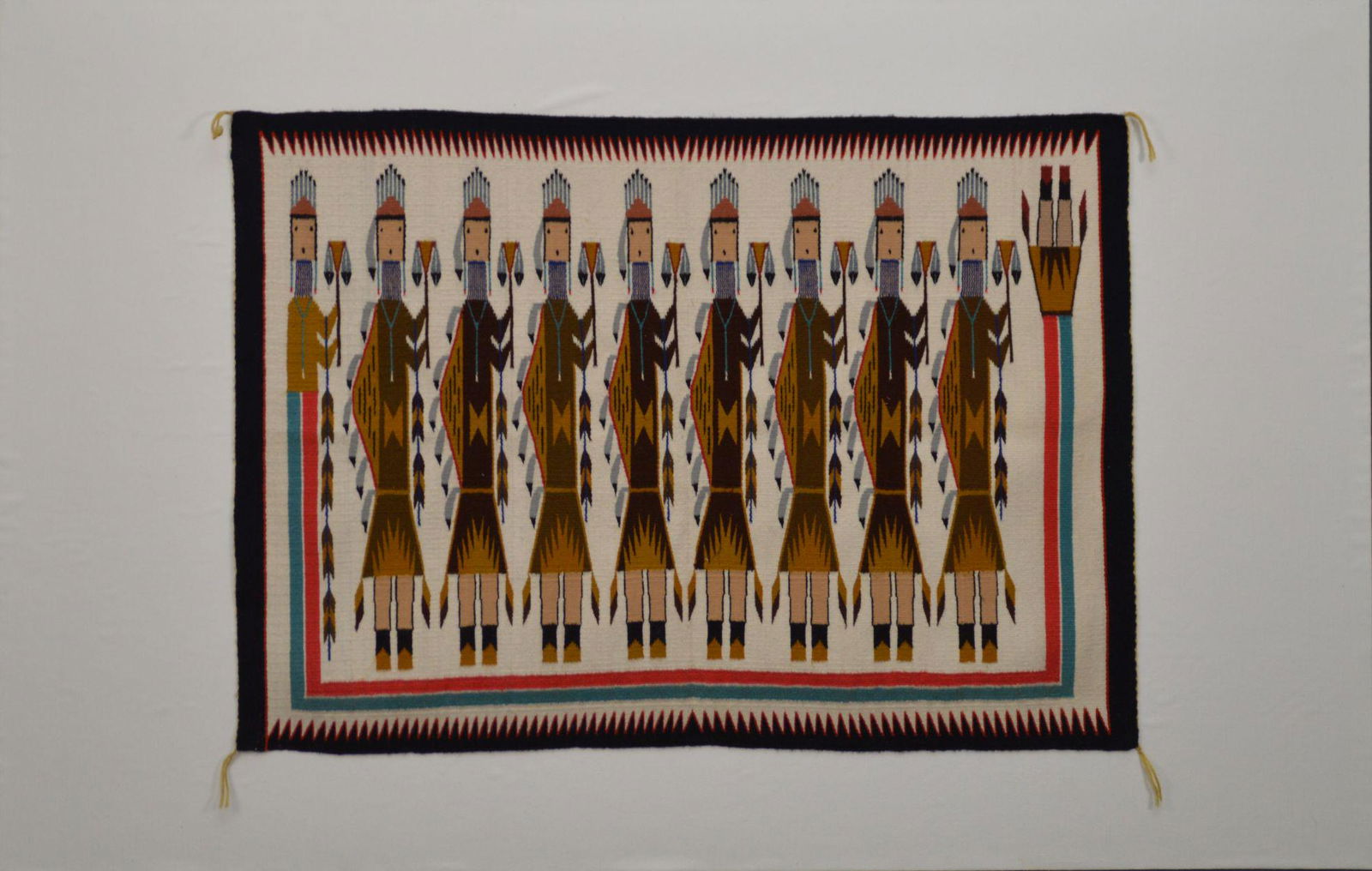 Navajo Finely Woven Yei Wool Rug, Carpet with nine (1 of 4)
