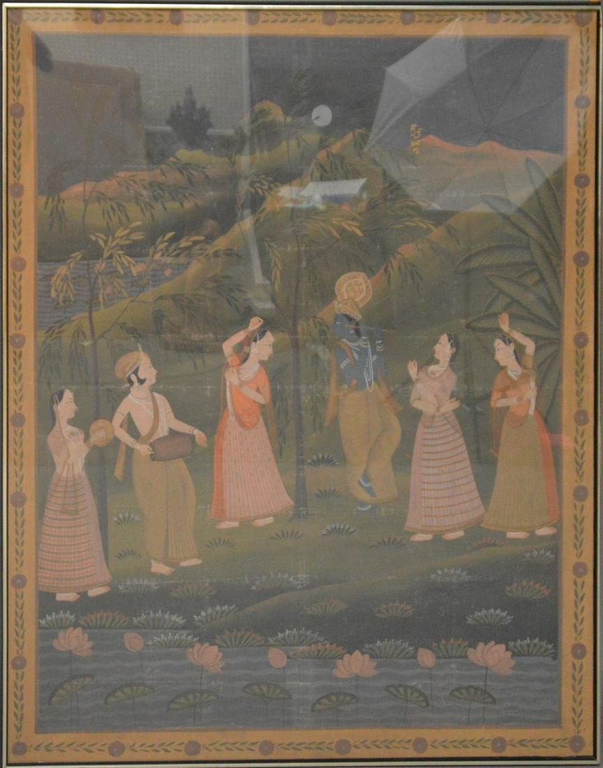 Indian Painting on Cloth, Early 20th Century, Depicting (1 of 6)