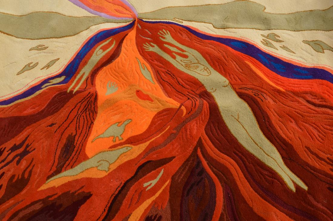 Custom Wool Pictoral Carpet, 1960s, Depicting a green (1 of 4)