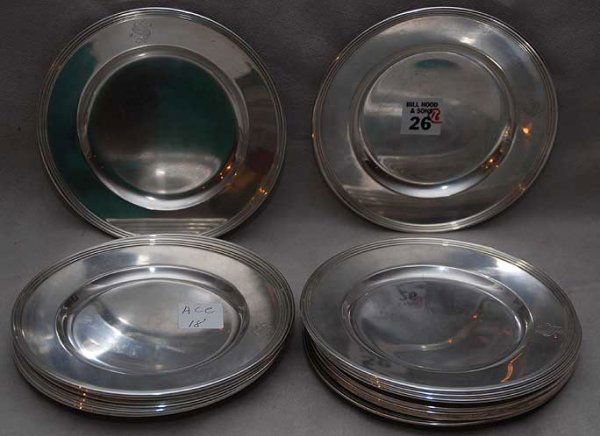 16 International sterling butter plates, 6", 44oz,: 16 International sterling butter plates, 6", 44oz, 12 match, 4 are odd ball