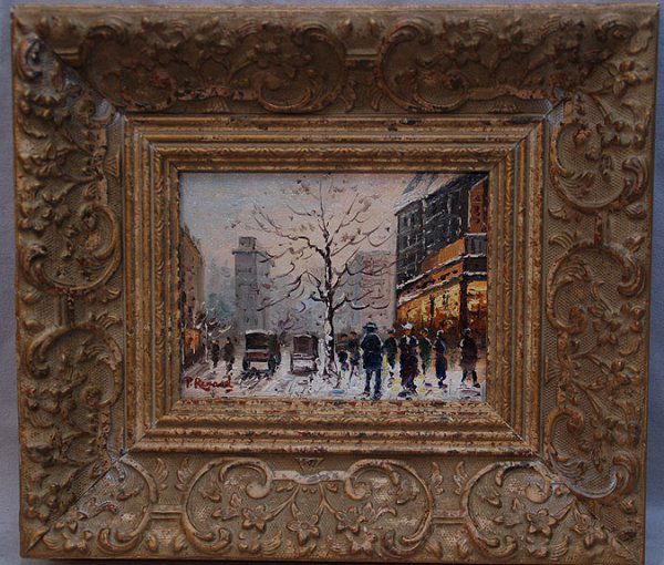 Paul Renard, 1871-1920, France, oil on panel, Paris: Paul Renard, 1871-1920, France, oil on panel, Paris street scene, 5" x 7"