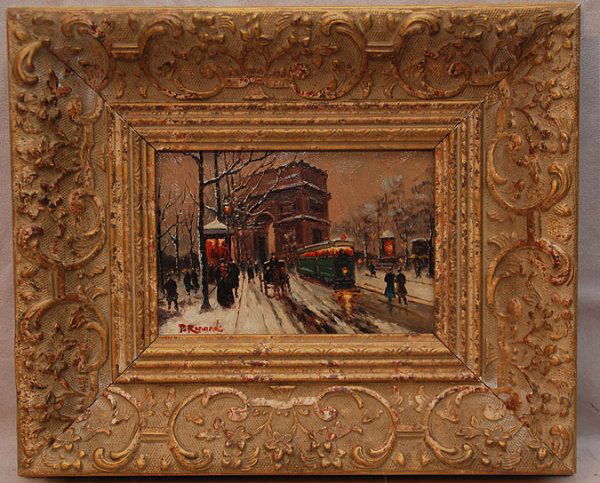 Paul Renard, 1871-1920, France, oil on panel, Paris: Paul Renard, 1871-1920, France, oil on panel, Paris street scene, 5" x 7"