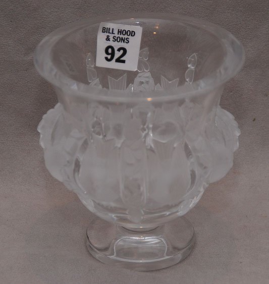 Lalique Dom Pierre vase, 4"dia x 5"h: Lalique Dom Pierre vase, 4"dia x 5"h