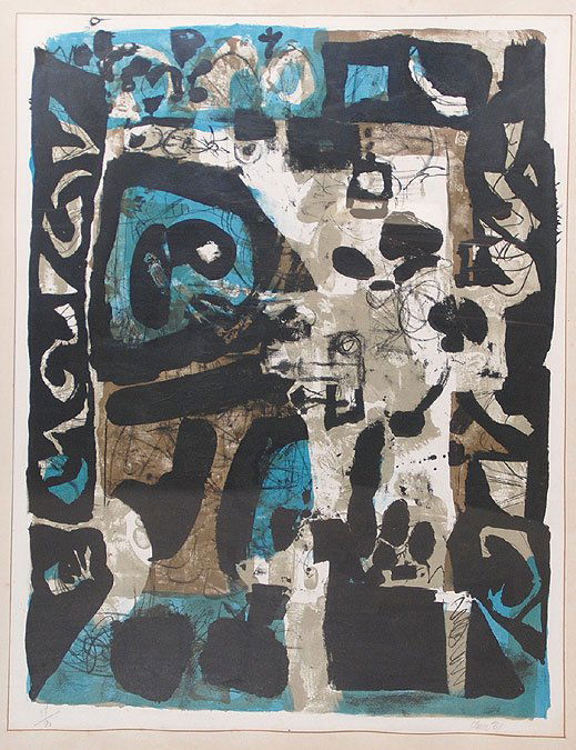 Antoni Clavé (SPANISH, 1913-2005) Abstract Lithogr: Antoni Clavé (SPANISH, 1913-2005) Abstract Lithograph, signed & numbered in pencil, (20" x 27" image/ full sheet) 87/90 dated '61